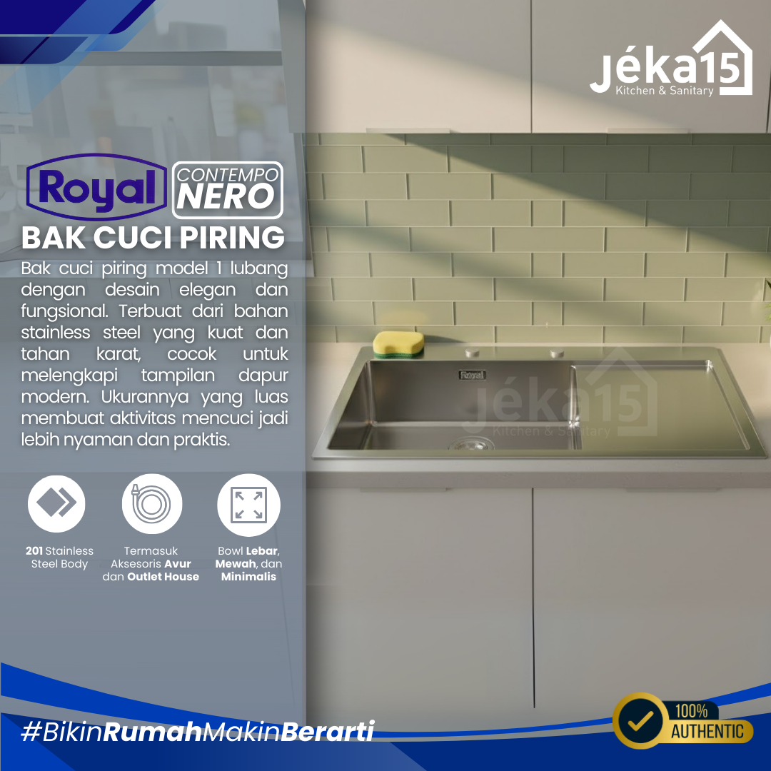 JEKA15 – Bak Cuci Piring Stainless Royal Contempo Nero