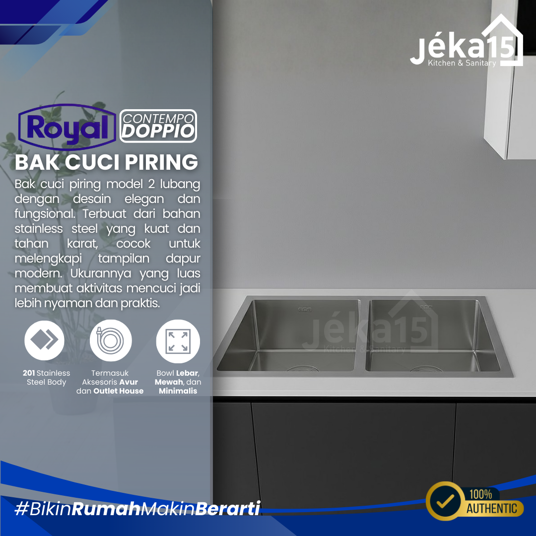 JEKA15 – Bak Cuci Piring Stainless Royal Contempo Doppio