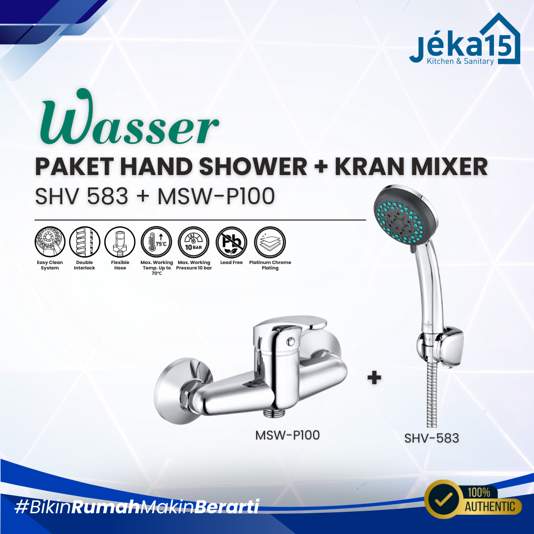 JEKA15 – Wasser Paket Hand Shower SHV-583 + Kran Mixer Panas Dingin MSW-P100
